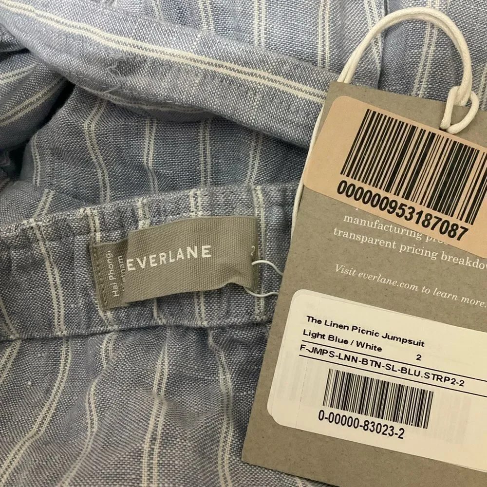 Everlane The Linen Picnic Jumpsuit wide leg size 2 NWT
